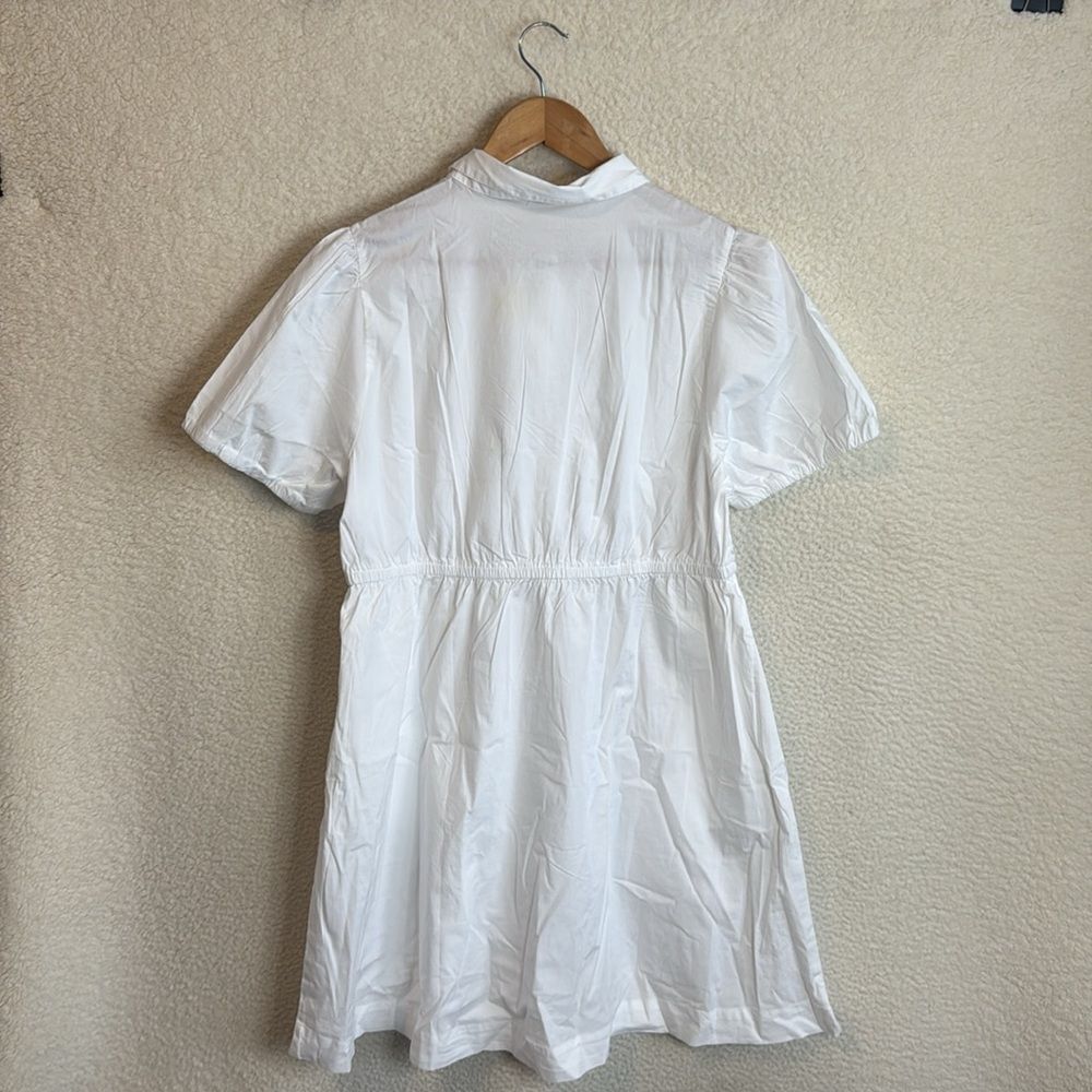 J. Crew White Puff Sleeve Shirt Dress - Picture 3 of 9